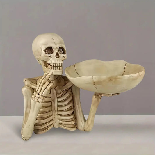 Halloween Skull Tray - Resin Skeleton Candy Bowl Decoration