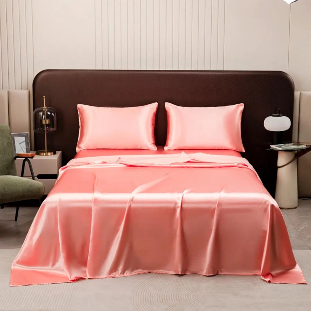 Satin Silk Bed Sheet Set with Pillowcases