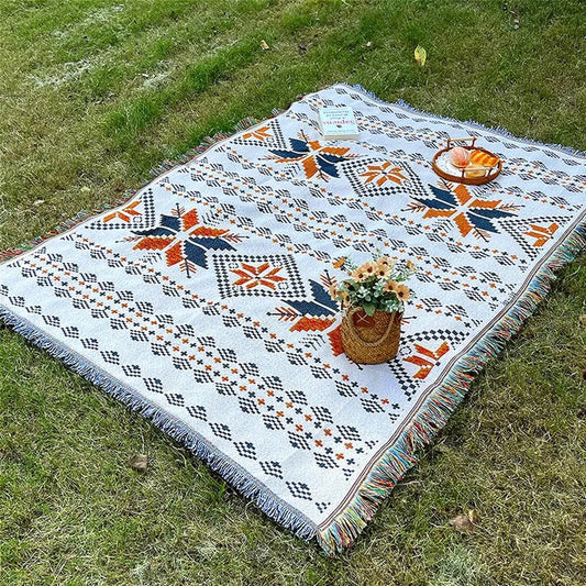Bohemian Style Decorative Blanket for Outdoor Camping, Travel & Home Decor