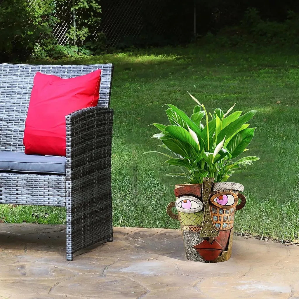 Abstract Head Flower Pot – Resin Planter