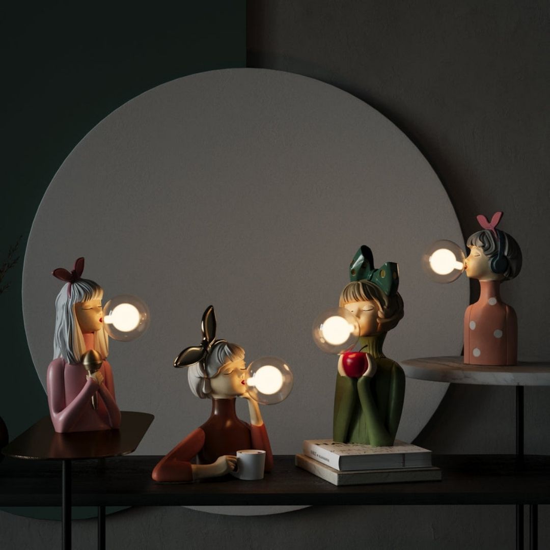 Artisan Sisters Table Lamp - Handcrafted Decorative Light with Elegant Figurine Design