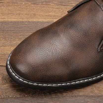 Men’s Classical Retro Leather Chukka - Turf Boots for Timeless Style