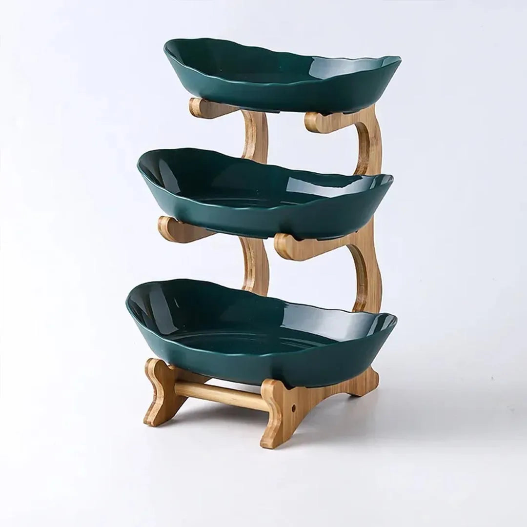 2/3 Tier Wooden Fruit and Vegetable Basket with Wooden Legs