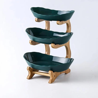 2/3 Tier Wooden Fruit and Vegetable Basket with Wooden Legs