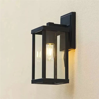 Outdoor Wall Light - Modern Black Lantern Exterior Light for Front Door and Garden