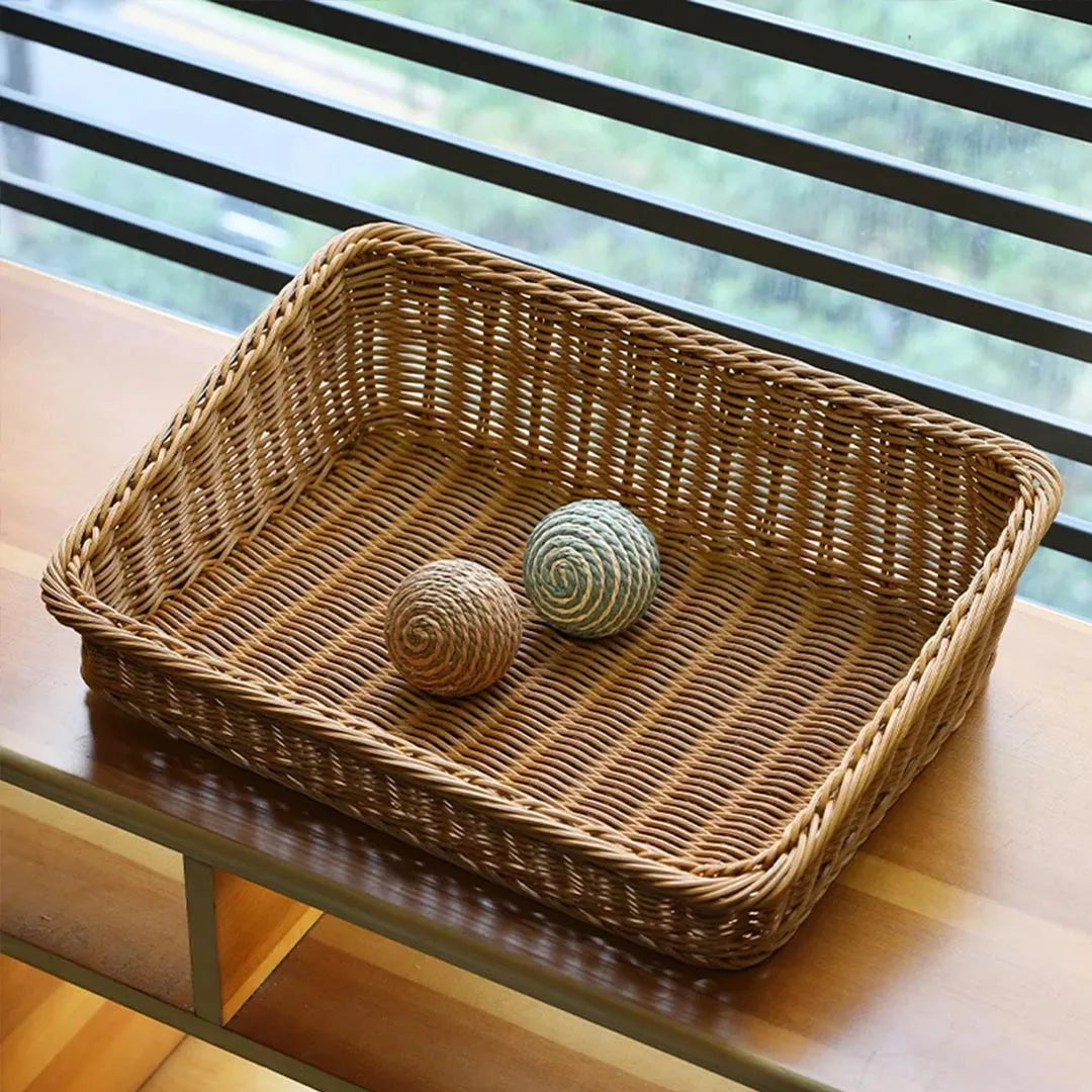 Rectangular Wicker Rattan Serving Tray