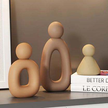 Modern Minimalist Resin Abstract Family of Three Figurine Set for Home Decor