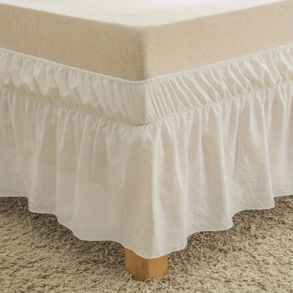 Adjustable Ruffled Bed Skirt - Elastic Wrap Around Bed Cover