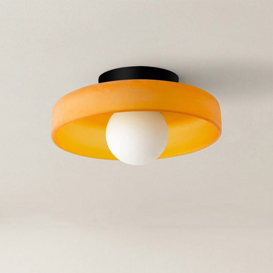 Modern Round Ceiling Light - Minimalist Glass LED Fixture with Customizable Colours