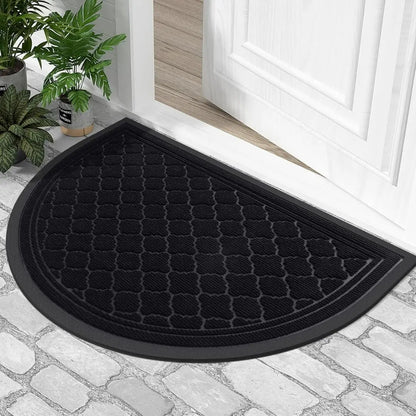 Calvo Half Moon Door Mat - Non-Slip Rubber Backing Heavy Duty Indoor and Outdoor Entrance Mat