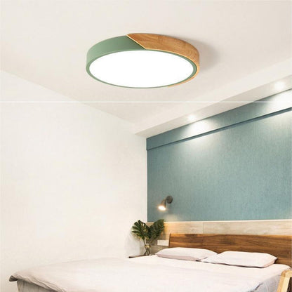 Nordic Macaroon Wood Ceiling Light - Minimalist LED Fixture
