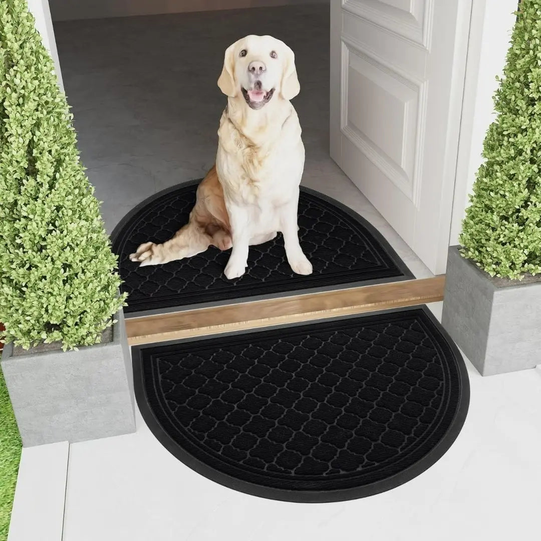 Calvo Half Moon Door Mat - Non-Slip Rubber Backing Heavy Duty Indoor and Outdoor Entrance Mat