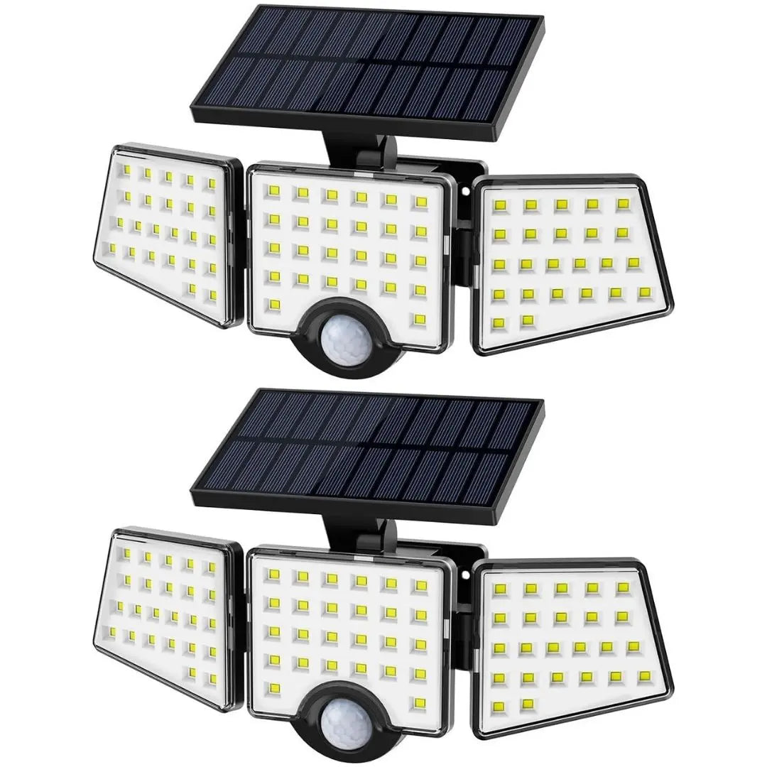 Lumora Solar Security Lights - 1000LM Floodlights with 3 Adjustable Heads and Motion Sensor