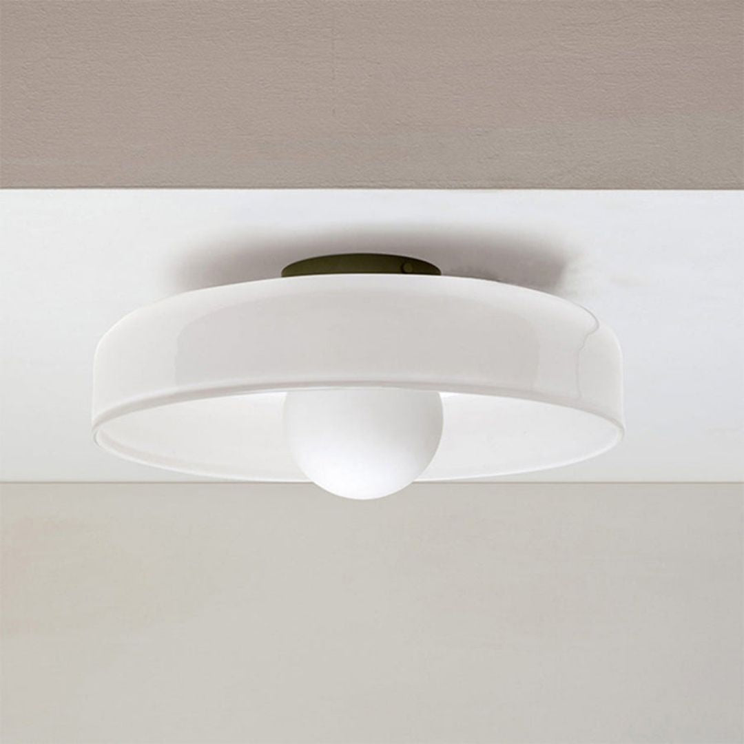 Modern Round Ceiling Light - Minimalist Glass LED Fixture with Customizable Colours