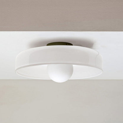 Modern Round Ceiling Light - Minimalist Glass LED Fixture with Customizable Colours