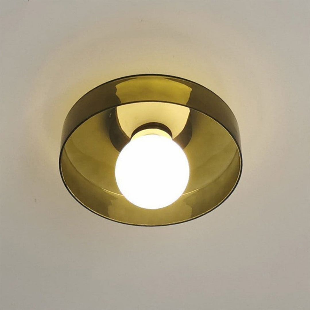 Modern Round Ceiling Light - Minimalist Glass LED Fixture with Customizable Colours