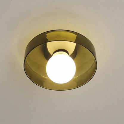 Modern Round Ceiling Light - Minimalist Glass LED Fixture with Customizable Colours