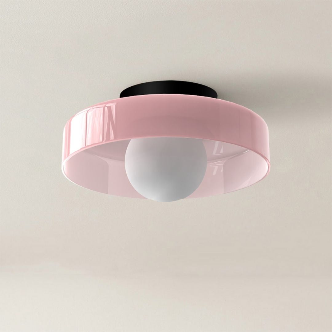 Modern Round Ceiling Light - Minimalist Glass LED Fixture with Customizable Colours