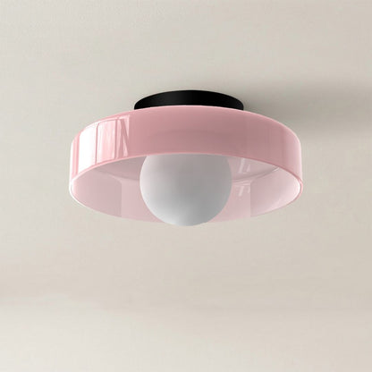 Modern Round Ceiling Light - Minimalist Glass LED Fixture with Customizable Colours