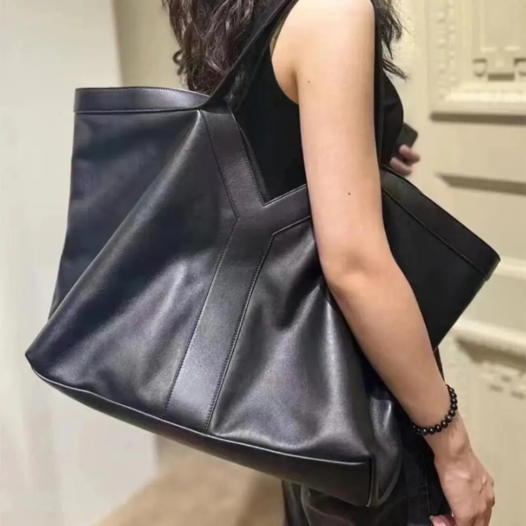 Virella – Genuine Leather Oversized Tote Bag Shoulder Shopper