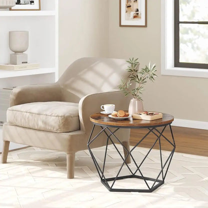 Set of 2 Coffee Tables - Industrial Round Side Tables