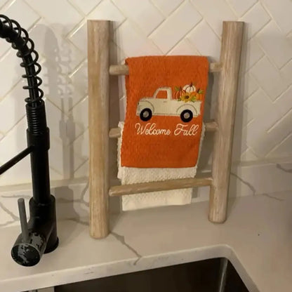 Rustic Wooden Ladder - Mini Display Rack for Towels and Farmhouse Decor