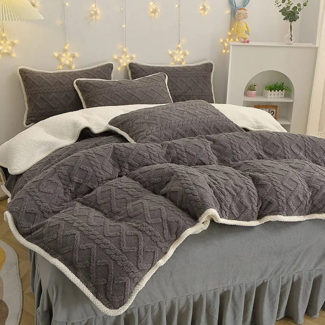 Luvora Sherpa Fleece Duvet Cover Set - 3-Piece Super Soft Warm Bedding with Pillowcases