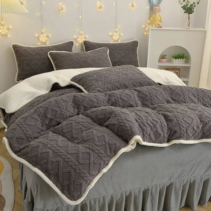 Luvora Sherpa Fleece Duvet Cover Set - 3-Piece Super Soft Warm Bedding with Pillowcases