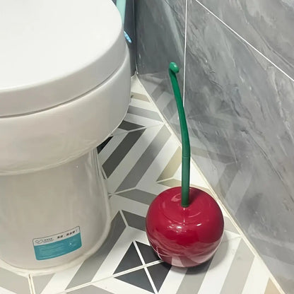 Novelty Cherry-Shaped Toilet Brush with Holder - Creative Bathroom Accessory