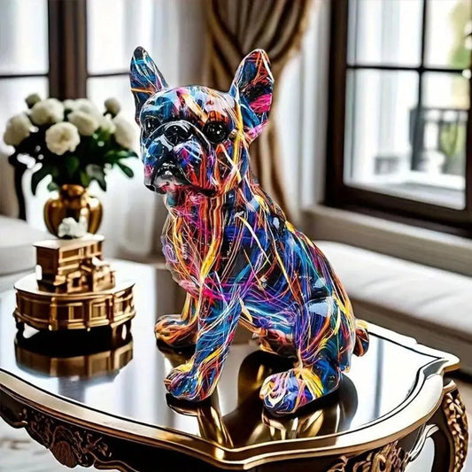 Colorful French Bulldog Resin Statue