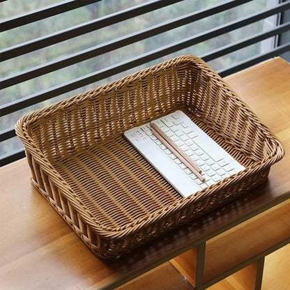 Rectangular Wicker Rattan Serving Tray