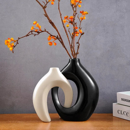 2PCs Modern Ceramic Vase Set - Creative Couple