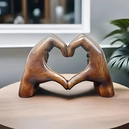 Wooden Resin Heart-Shaped Sculpture - Love Themed Decor