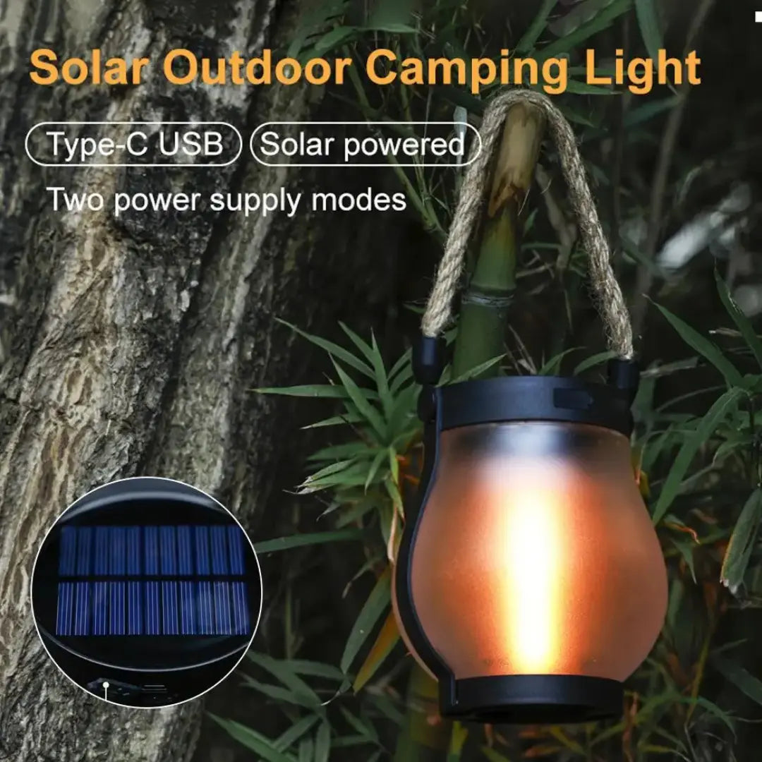 Outdoor Solar Lanterns with Realistic Flame Effect - Hanging Solar Powered Lanterns