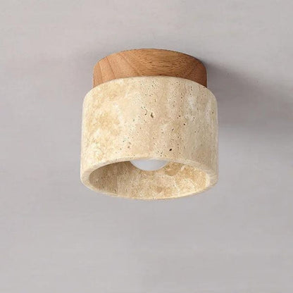 Japanese Cream Ceiling Light - Minimal Wood & Stone Style with Warm Organic Glow