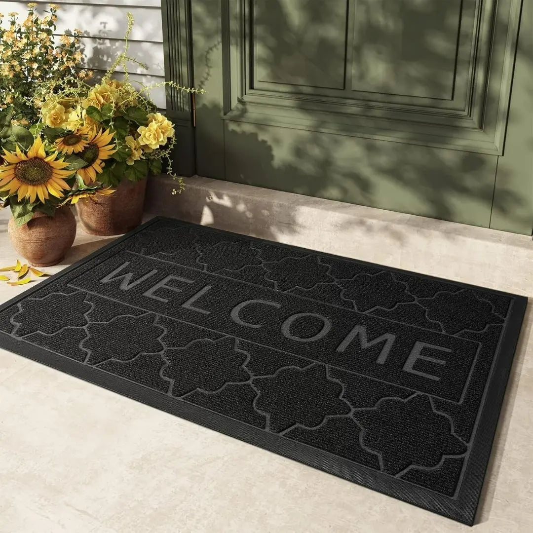 Brevio Welcome Outdoor Door Mat - Heavy Duty Waterproof Non-Slip Entrance Mat for All-Weather Use