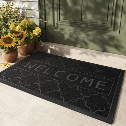 Brevio Welcome Outdoor Door Mat - Heavy Duty Waterproof Non-Slip Entrance Mat for All-Weather Use