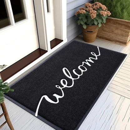 Threshold Atelier Script Door Mat - Low-Profile Non-Slip PVC and Rubber Entrance Mat