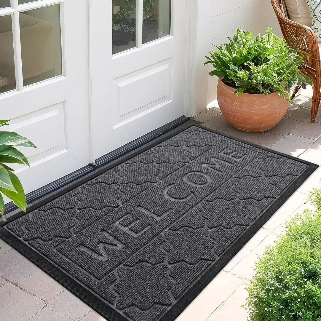 Brevio Welcome Outdoor Door Mat - Heavy Duty Waterproof Non-Slip Entrance Mat for All-Weather Use