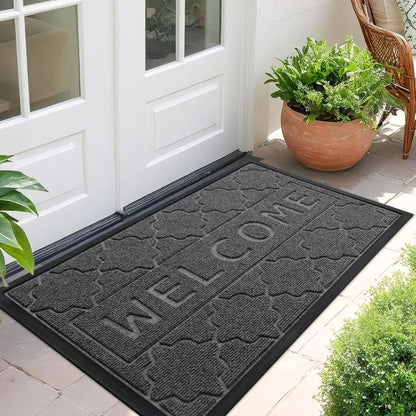 Brevio Welcome Outdoor Door Mat - Heavy Duty Waterproof Non-Slip Entrance Mat for All-Weather Use