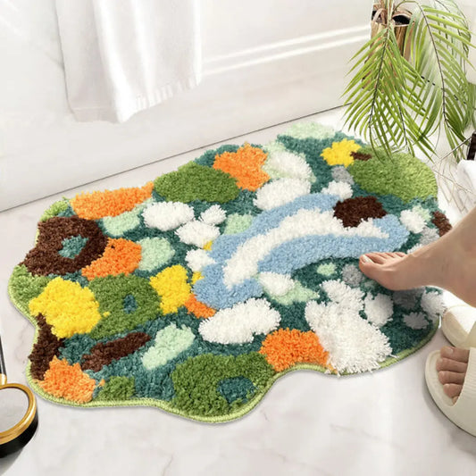 Mossora 3D Irregular Moss Bath Rug - Absorbent Non-Slip Microfiber Bathroom Mat