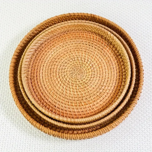 Handmade Vietnam Autumn Vine Tray - Rustic Table Decoration (Set of 3 PCs)