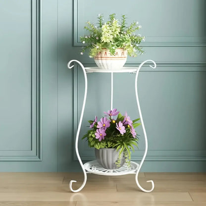 2 Tier Metal Plant Stand for Indoor and Outdoor Decor
