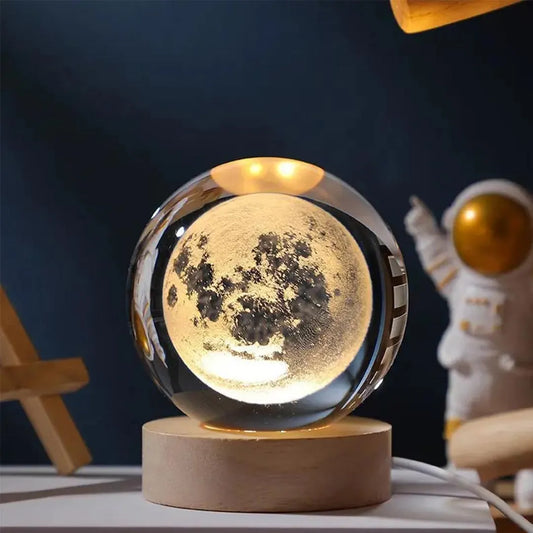 Crystal Ball Night Light - 3D Laser Engraved USB Lamp