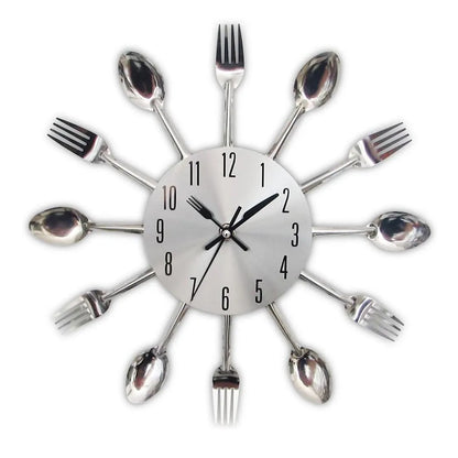 Timelike 3D Removable Modern Creative Cutlery Kitchen Spoon Fork Wall Clock