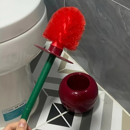 Novelty Cherry-Shaped Toilet Brush with Holder - Creative Bathroom Accessory