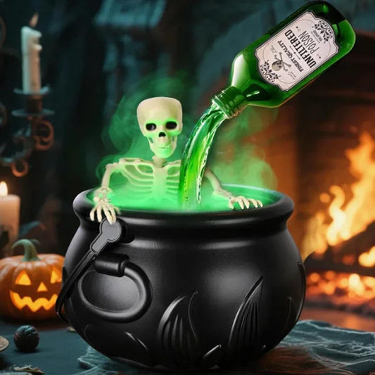 Halloween Floating Potion Cauldron with Fog Effect - Magic Bottle and Witch Cauldron Decoration