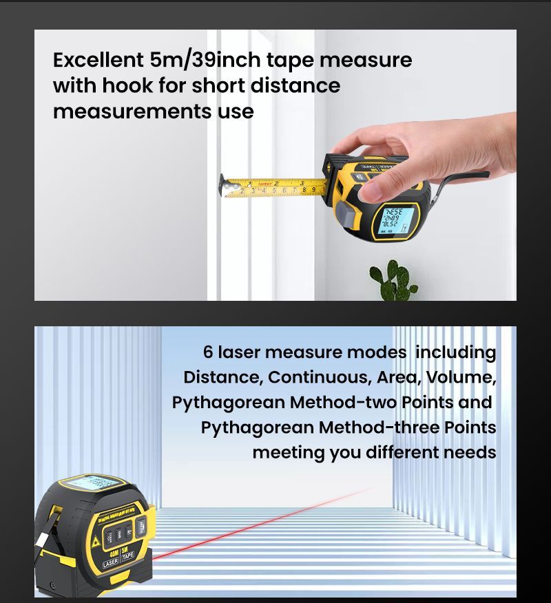 3 in 1 Laser Rangefinder Tape Measure
