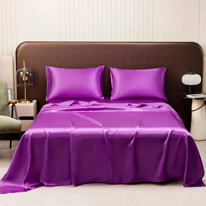 Satin Silk Bed Sheet Set with Pillowcases