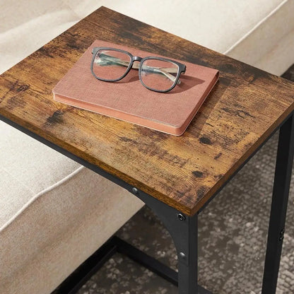 C-Shaped Coffee Table - Sofa Side Table, Bedside Table with Metal Frame